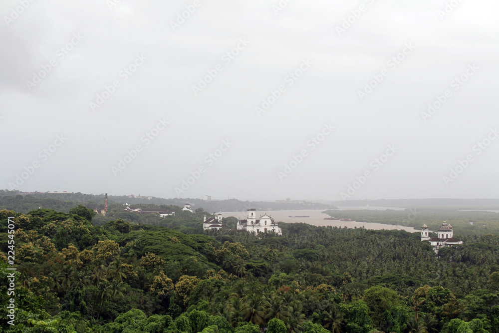 The view of Old Goa (Goa Velha) as seen from the hill of The Church of Our Lady of the Mount