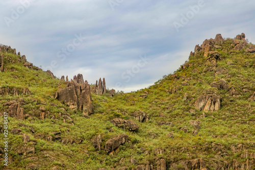 rocky mountain on a cloudy day, in Minas Gerais, Brazil.