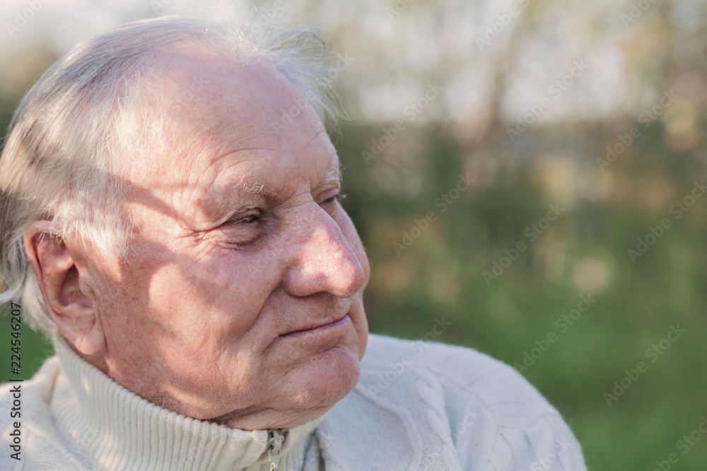 portrait of elderly man in park portrait of elderly man in park