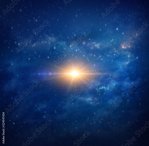 Bright star in outer space