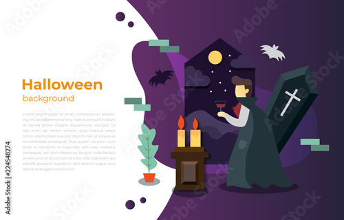 Halloween vector vampire illustration background.