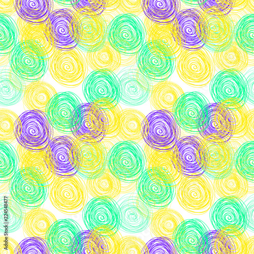 Vector Doodle Seamless Pattern  Bright Colors  Drawn Background.