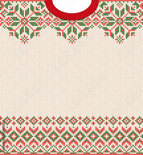 Merry Christmas Happy New Year greeting card frame knitted pattern