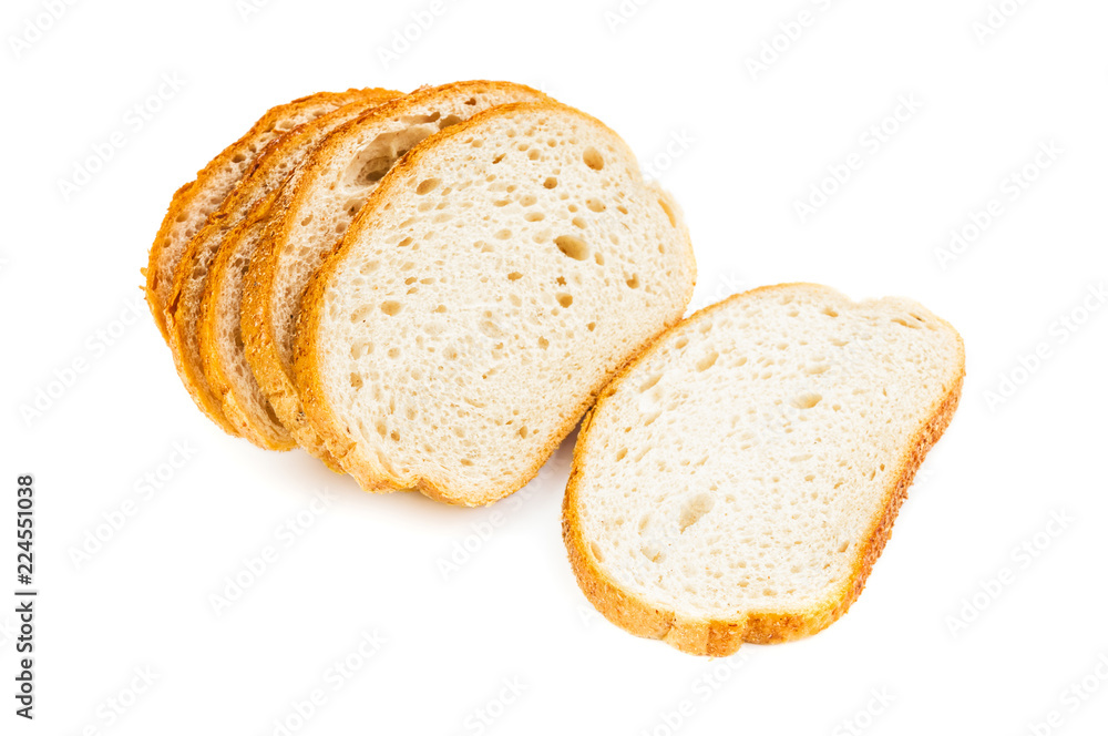 Sliced wheat bread isolated on white background