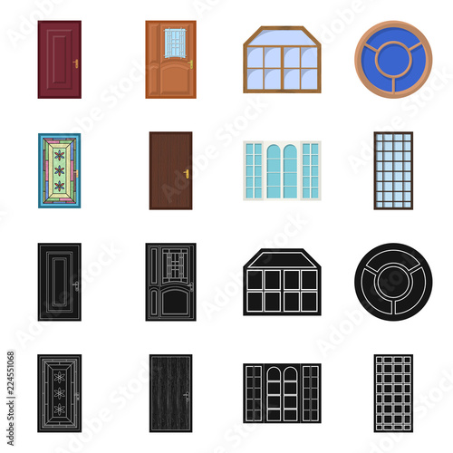 Vector design of door and front icon. Collection of door and wooden stock vector illustration.