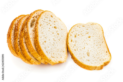 Fresh wheat bread on white background