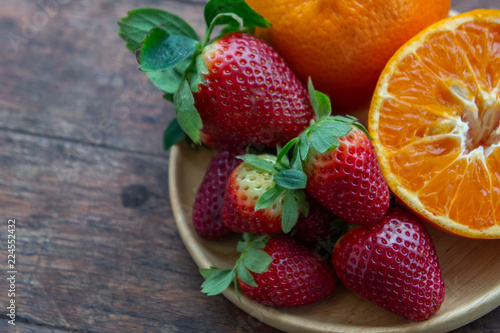 strawberry and orange fruit vitamin diet for healthy