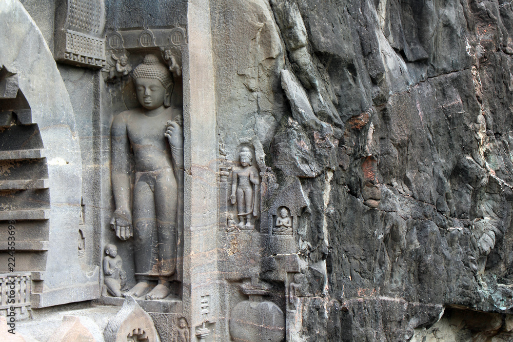 The wonder of Ajanta caves, the rock-cut Buddhist monuments.