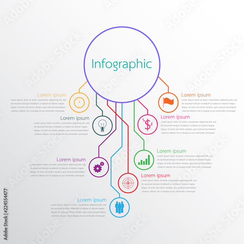 Vector infographic templates used for detailed reports. All 8 topics.