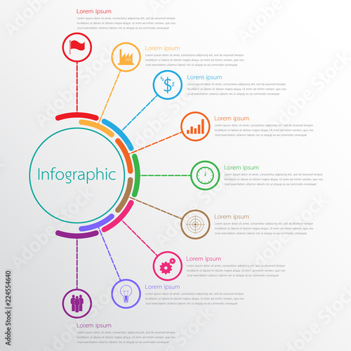 Vector infographic templates used for detailed reports. All 9 topics. photo