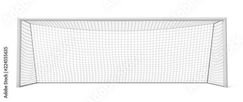 3d rendering of white empty football gates isolated on a white background. photo