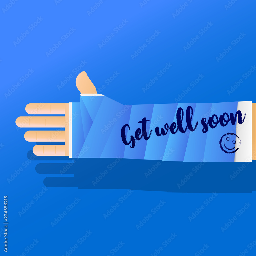 Get well soon broken arm cast vector illustration. Stock Vector Adobe