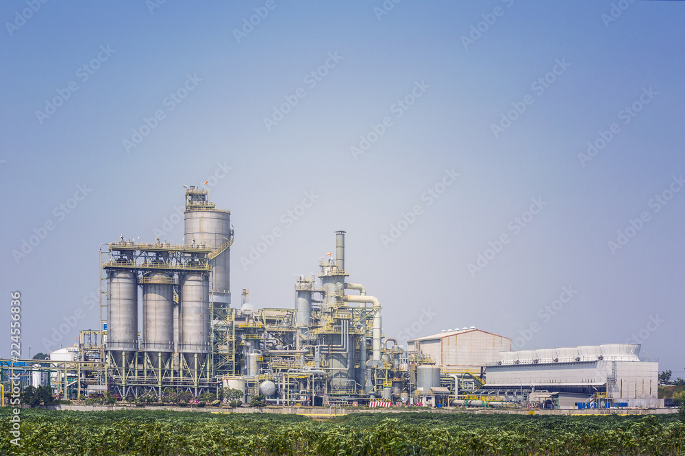 Chemical refinery plant with blue sky , soft tone color Chemical refinery plant with blue sky , soft tone color