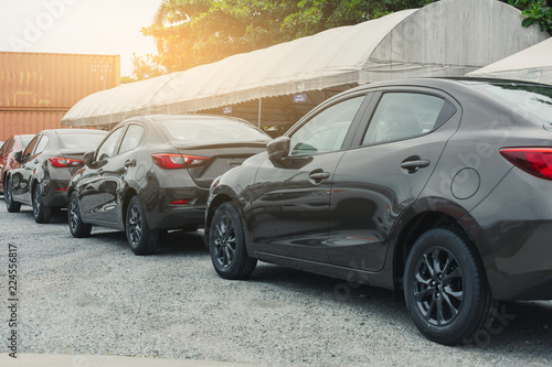 Tableau sur toile BANGSEAN THAI AUG 18, Car stock brand product mazda such as mazda2 cx5 cx3 mazda3 and bt 50 pro all new in stock of showroom for selling to customer illustrative editrial image