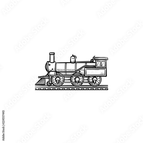 Vintage train hand drawn outline doodle icon