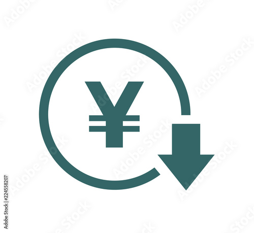 Cost reduction- decrease icon. Vector symbol image isolated on background