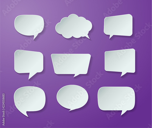 speech bubble cut paper design template. Vector