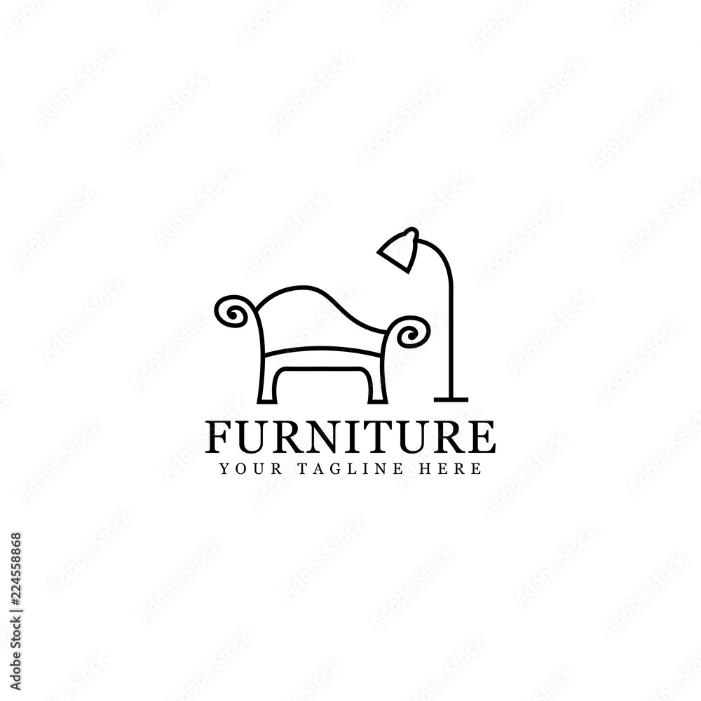 Obraz premium logo design sofa and decorative lights. vector template