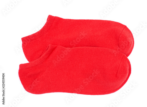 Woman's original ankle low rise scarlet red socks isolated on white background