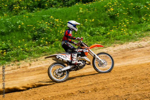 Motocross rider in the action