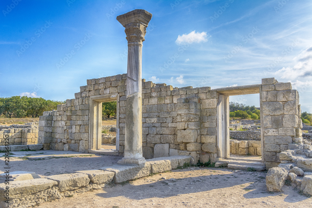 Surviving column of Basilica in Chersonesos in the Crimea.