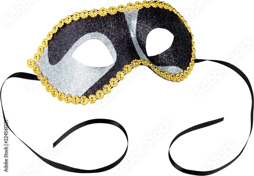 Beautiful image of a gold carnival mask on white background