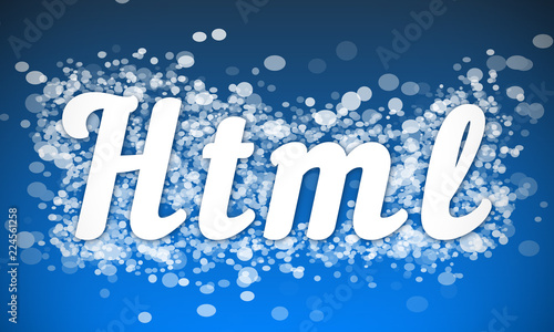 Html - white text written on blue bokeh effect background