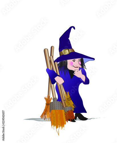 Witch with many brooms
