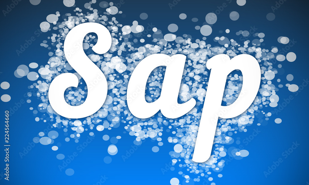 Sap - white text written on blue bokeh effect background Sap - white text written on blue bokeh effect background