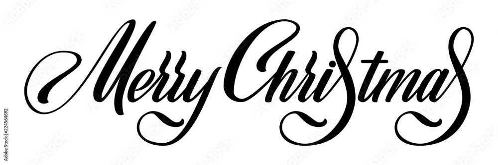 Merry Christmas vector calligraphic lettering. Black on white greetings design for card template. Creative handwritten typography for holiday greeting cards, posters, banners etc. Merry Christmas vector calligraphic lettering. Black on white greetings design for card template. Creative handwritten typography for holiday greeting cards, posters, banners etc.