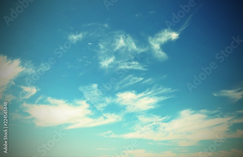 background of Blue sky with white clouds with vintage effect