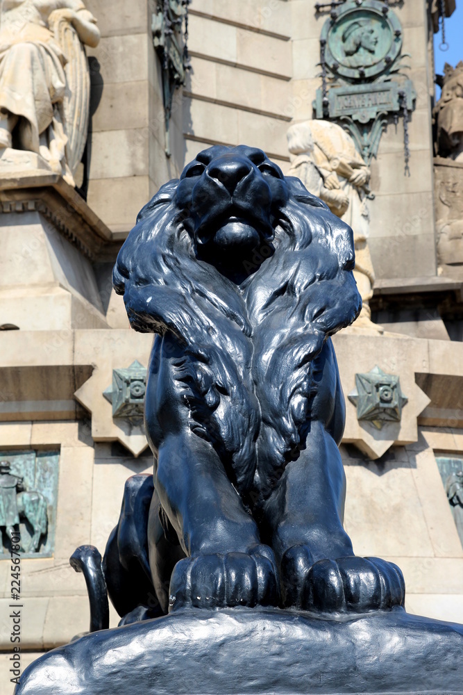 Lion de la colonne de Christophe Colomb à Barcelone