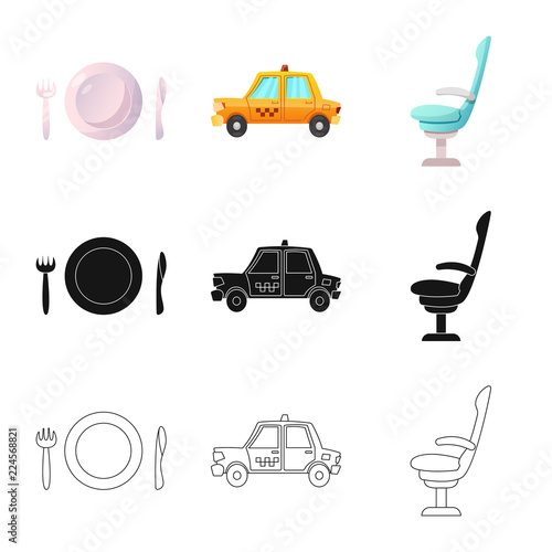 Vector design of airport and airplane logo. Collection of airport and plane stock vector illustration.
