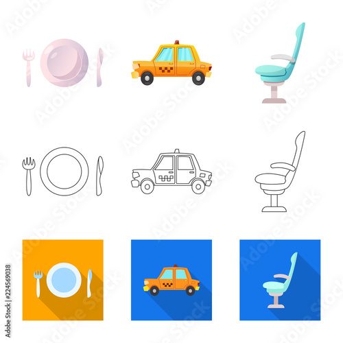 Vector illustration of airport and airplane symbol. Collection of airport and plane vector icon for stock.
