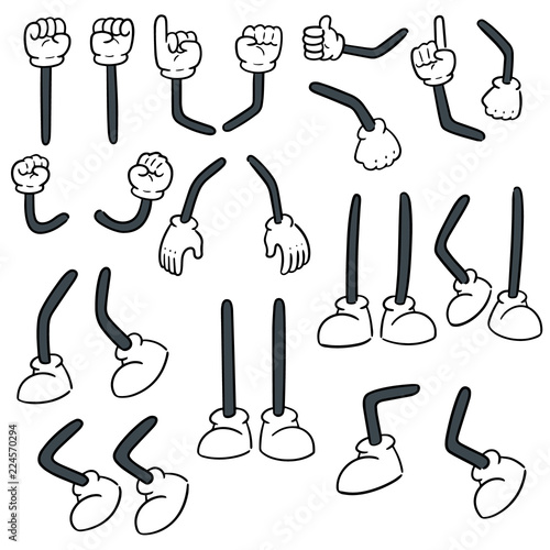 vector set of cartoon arm and cartoon leg