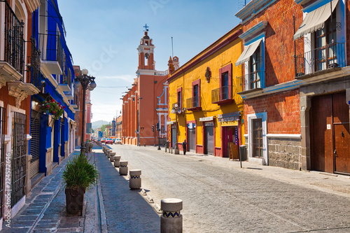 Puebla, Mexico-20 April, 2018: Puebla streets in historic center photo