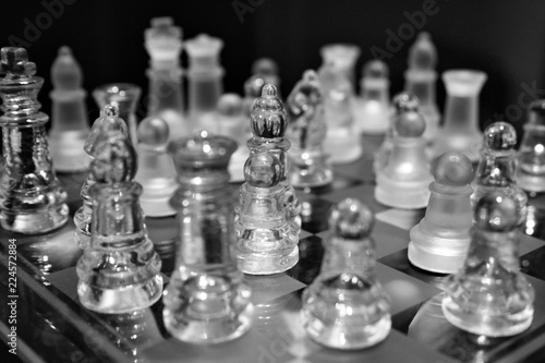 Transparent chess in chess board.