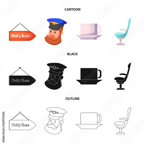 Isolated object of airport and airplane logo. Collection of airport and plane vector icon for stock.
