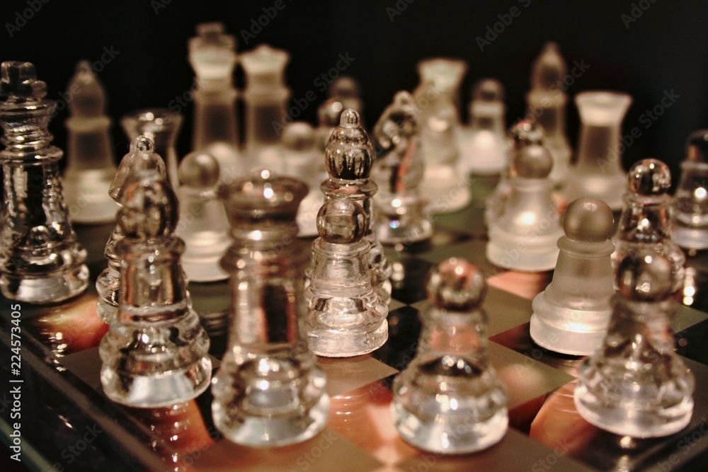 Naklejka premium Transparent chess in chess board.