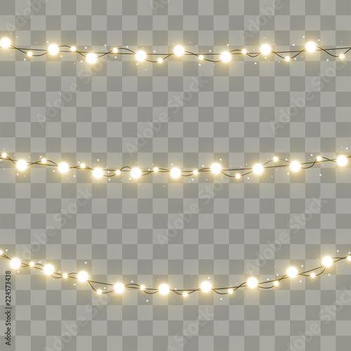 Christmas lights isolated on transparent background. Vector illustration