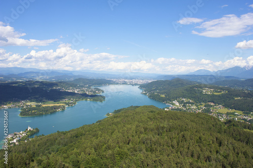 Lake Wörther See and mountains in Austria