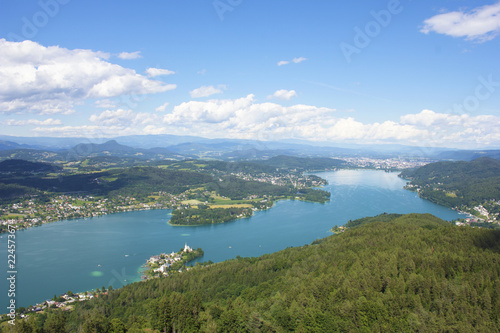 Lake Wörther See and mountains in Austria