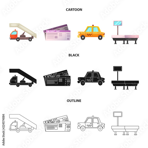 Vector design of airport and airplane sign. Collection of airport and plane vector icon for stock.