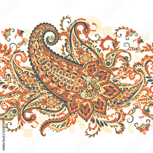 Paisley seamless pattern. Vintage background in batik style