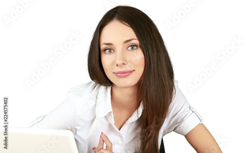 Woman with Laptop - Isolted photo