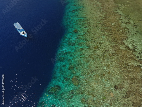 Drone image of boat in Manado