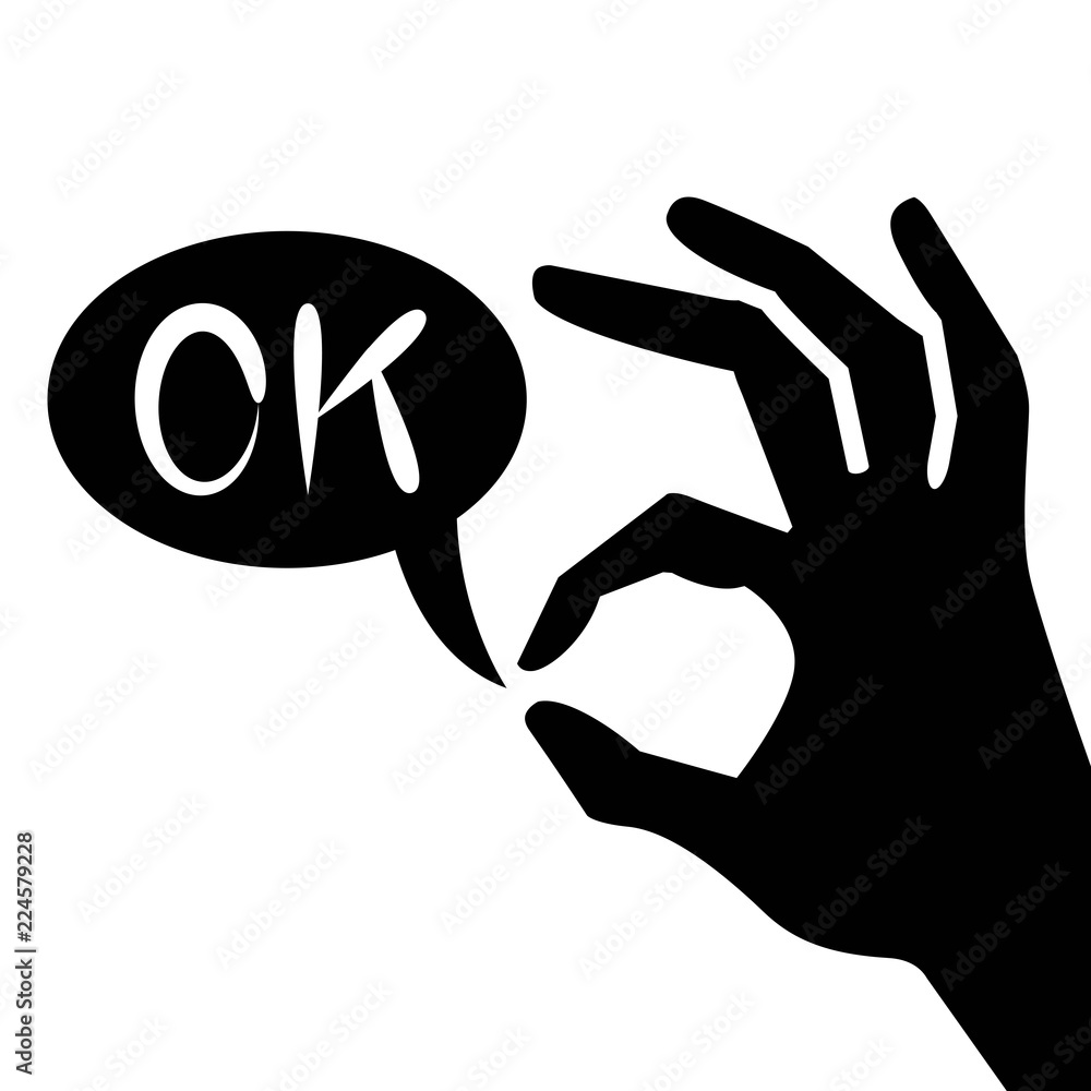 okay hand gesture with speech bubble okay hand gesture with speech bubble
