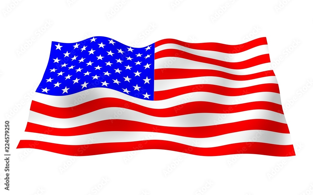 Obraz premium Waving flag of the United States of America. Stars and Stripes. State symbol of the USA. 3D illustration