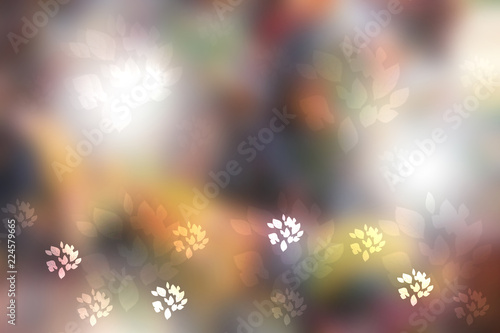 A festive abstract Happy New Year or Christmas background and with color blurred bokeh lights. Space for design. Card concept.