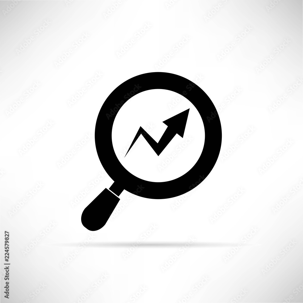 magnifier glass and arrow chart icon magnifier glass and arrow chart icon